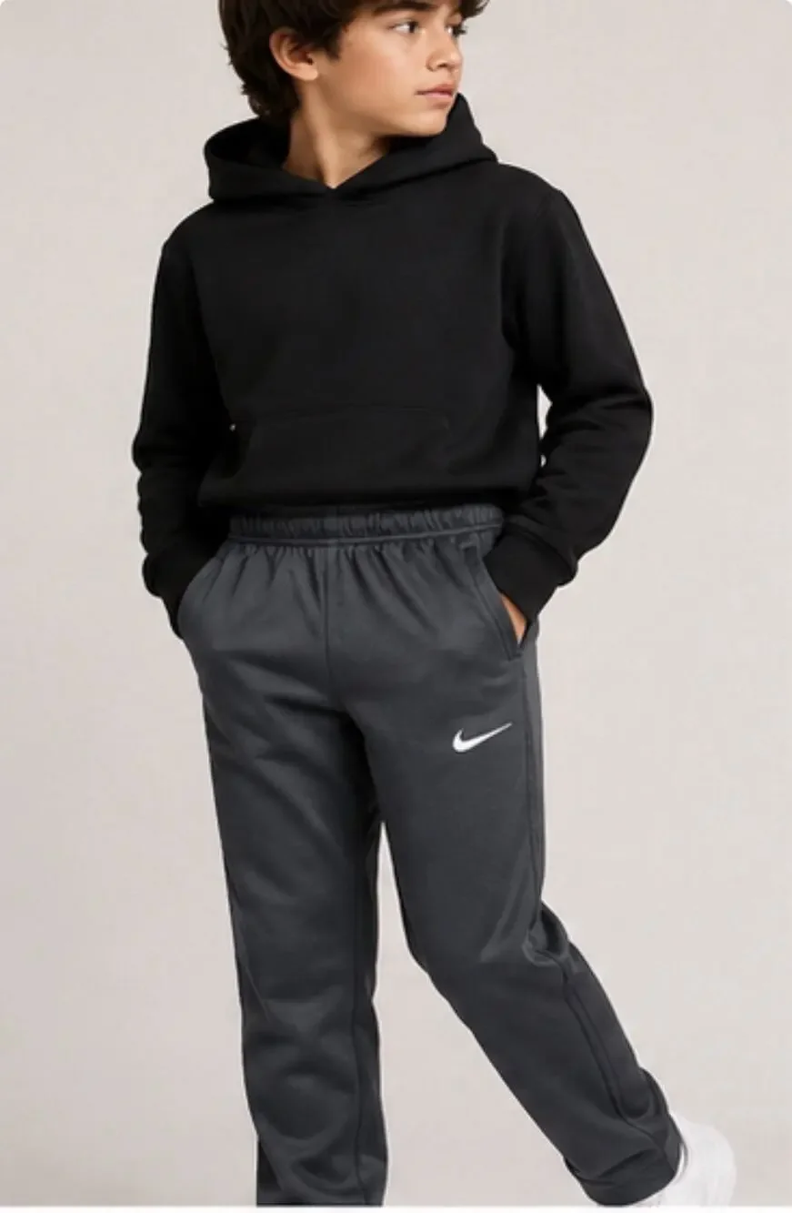 Nike Therma-FIT Boys Youth M Gray Athletic Training Sweatpants Swoosh